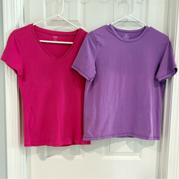 Tommy Hilfiger & Jones Sport Short Sleeve Tee Shirt Set Women M & L Purple Pink - Picture 1 of 15